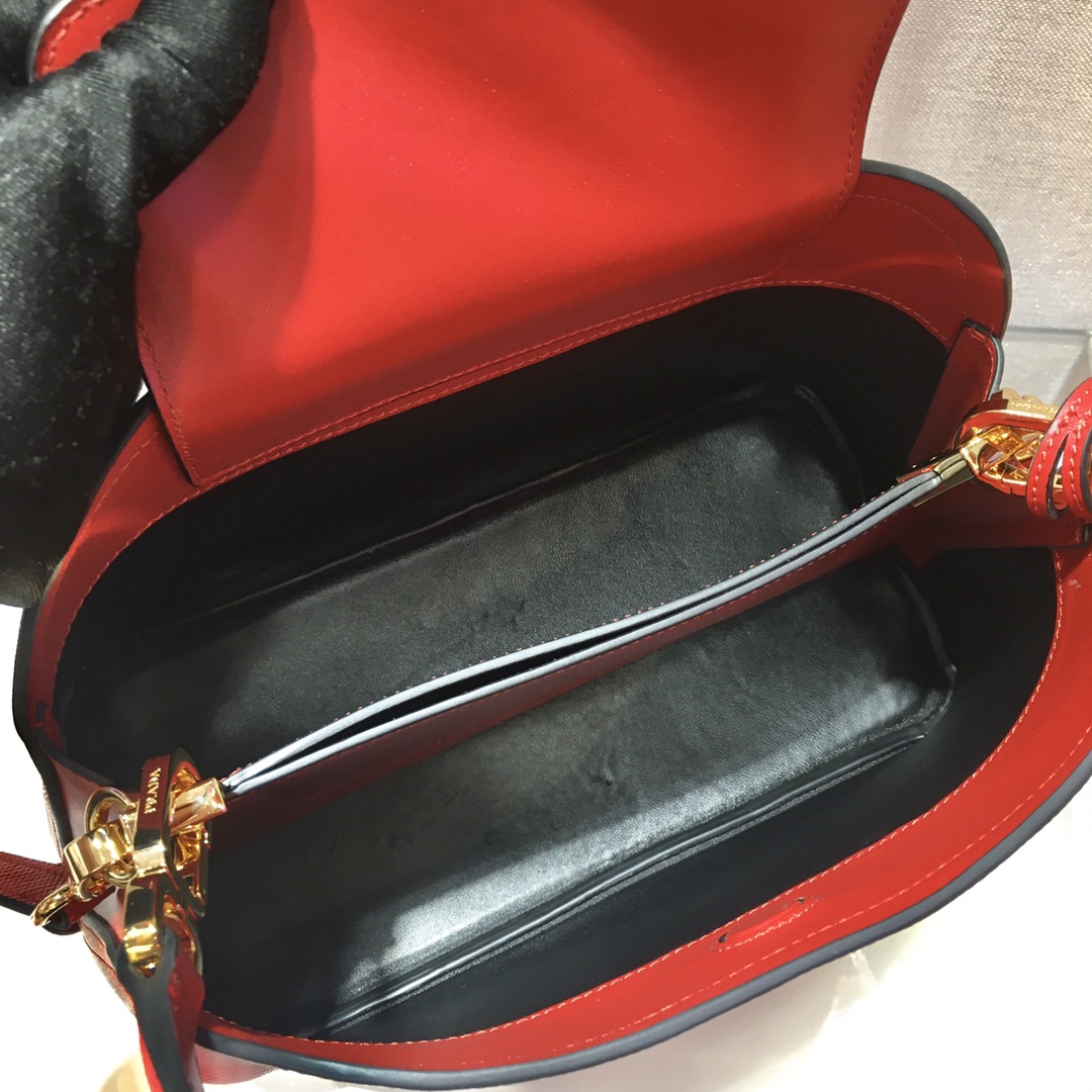 Prada Matinee Saffiano Leather Handbag Bag Tote Red 1BA282